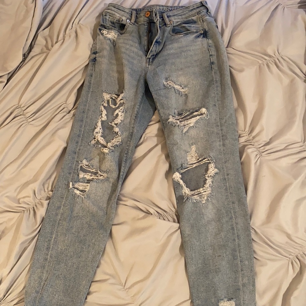 American Eagle High Rise Ripped Jeans